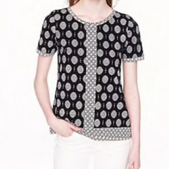 J Crew : printed blue cotton top - Picture 4 of 9